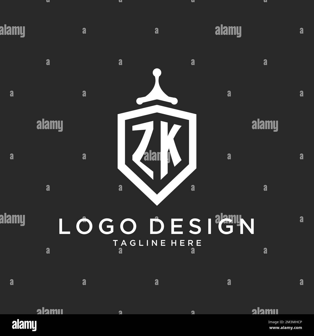 Logo ZK monogramme initial avec conception de la forme de protection Illustration de Vecteur