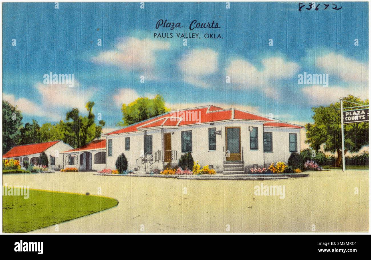 Plaza courts, Pauls Valley, Oklahoma. , Motels, Tichnor Brothers Collection, cartes postales des États-Unis Banque D'Images