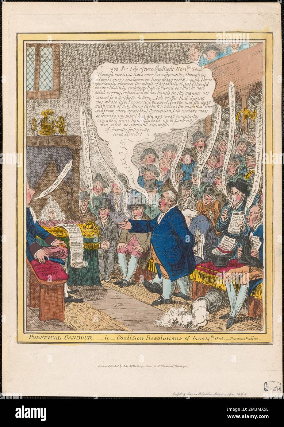 Candeur politique, c'est-à-dire résolutions de coalition de 14 juin 1805 , politiciens, noblesse, auteurs, Fonctionnaires, de langue publique, capitales, organes législatifs, Sheridan, Richard Brinsley, 1751-1816, Gray, Charles Gray, Earl, 1764-1845, Fox, Charles James, 1749-1806, Wilberforce, William, 1759-1833, Tierney, George, 1761-1830, Pitt, William, 1759-1806, Abbé, Charles, Baron Colchester, 1757-1829, Erskine, Thomas Erskine, Baron, 1750-1823, Windham, William, 1750-1810, Walpole, George, 1758-1835, Lansdowne, Henry Petty-Fitzmaurice, marquis de, 1780-1863, Grande-Bretagne. Parlement. Maison Banque D'Images