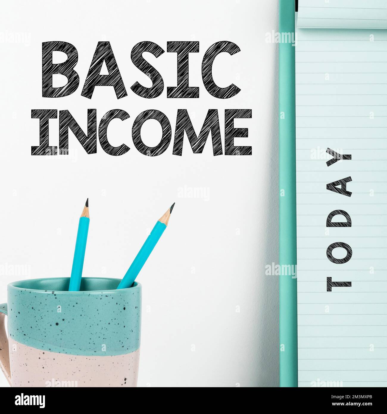 Affichage conceptuel revenu de base. Concept commercial paiement en espèces périodique sans