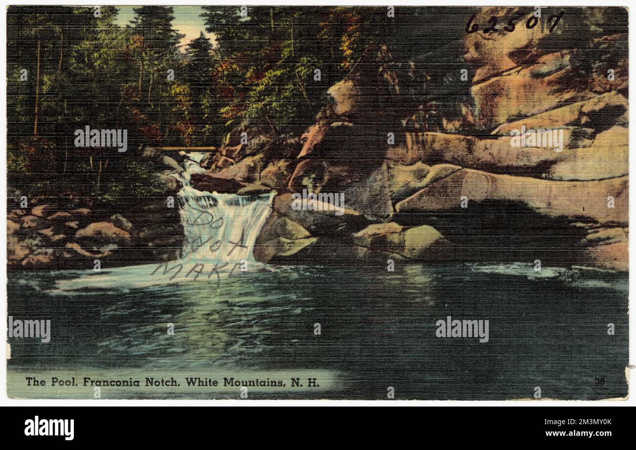 La piscine, Franconia Notch, White Mountains, N.H. , Waterfall, Tichnor Brothers Collection, cartes postales des États-Unis Banque D'Images