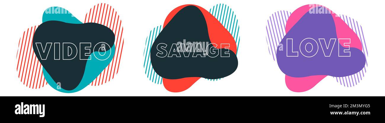 Phrases de discussion à bulles. Les nuages de chat en ligne avec des mots tels que la vidéo, le sauvage et l'amour. Illustration de Vecteur