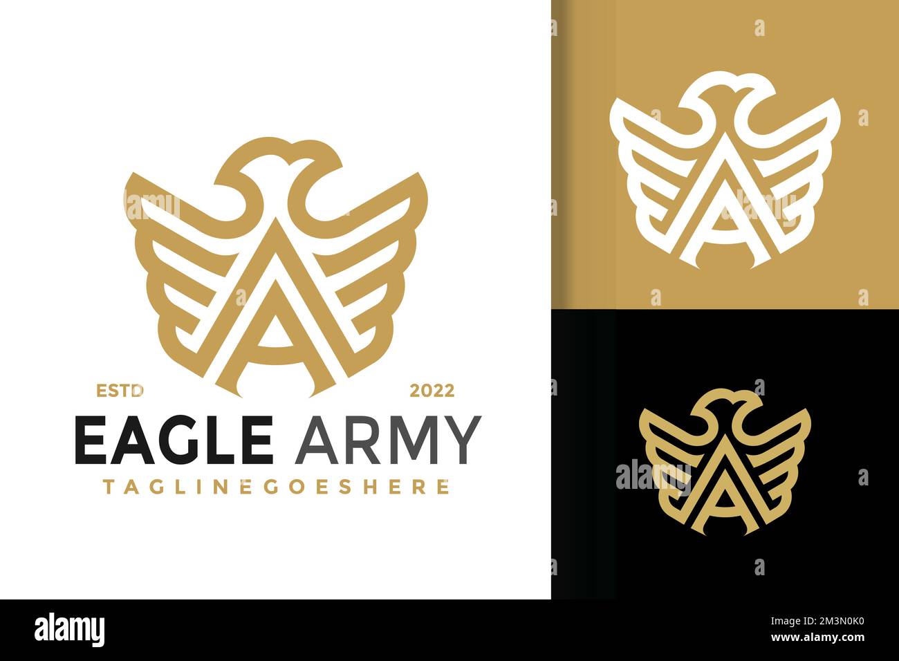 Illustration vectorielle du modèle De logo A Letter Eagle Wing en or Illustration de Vecteur