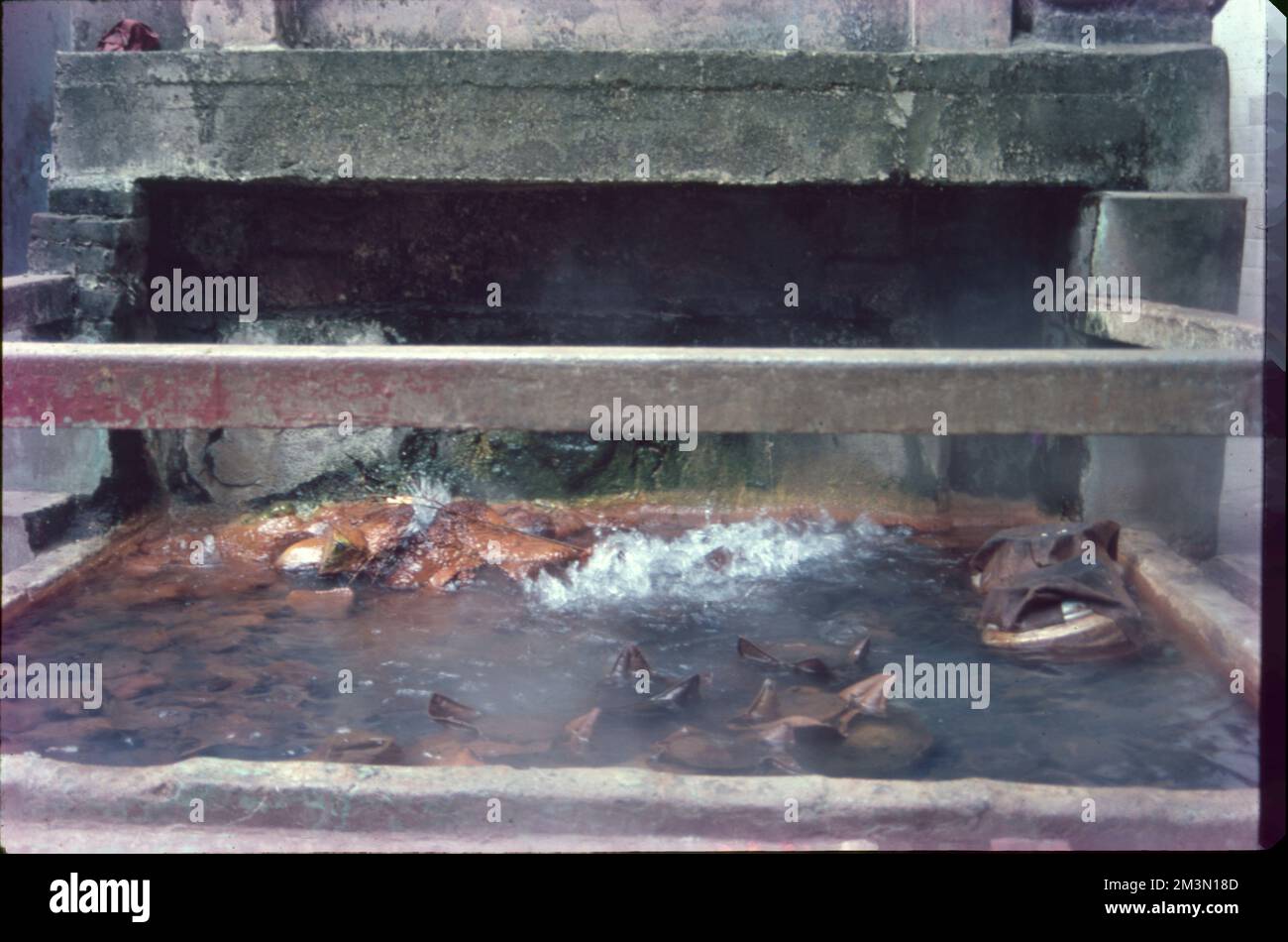 Sources d'eau chaude : source d'eau sulfurique dans un environnement pittoresque, populaire pour la baignade et les avantages thérapeutiques. Banque D'Images