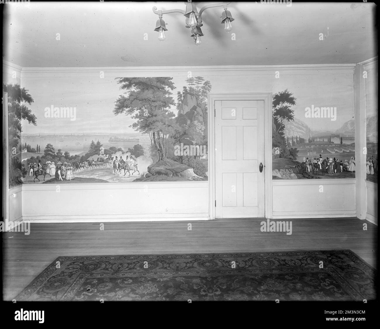 Portsmouth, New Hampshire, détails intérieurs, papier peint, Portsmouth Athletic Club , Maisons, Interiors, Wallpapers, Athletic clubs. Collection de négatifs sur plaque de verre de Frank cousins Banque D'Images