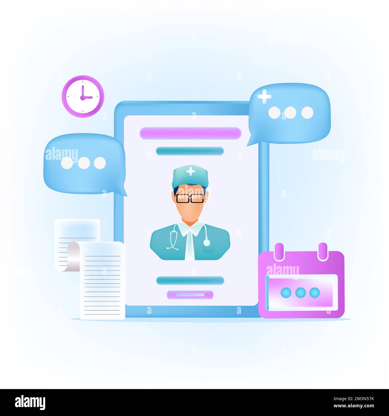 Vecteur d'un médecin donnant la consultation en ligne. Médecine en ligne, santé, diagnostic médical concept Illustration de Vecteur