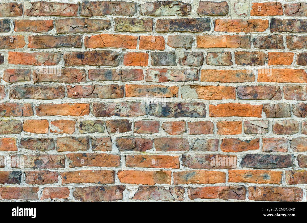 Mur de briques. Plein format, motif, texture ou arrière-plan sans couture (à répétition tiléable), avec de vieilles briques britanniques Banque D'Images