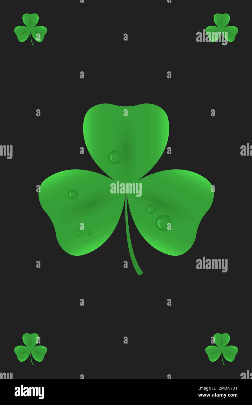 St. Carte de la fête de Patrick. Shamrock sur fond noir. Illustration vectorielle. Illustration de Vecteur