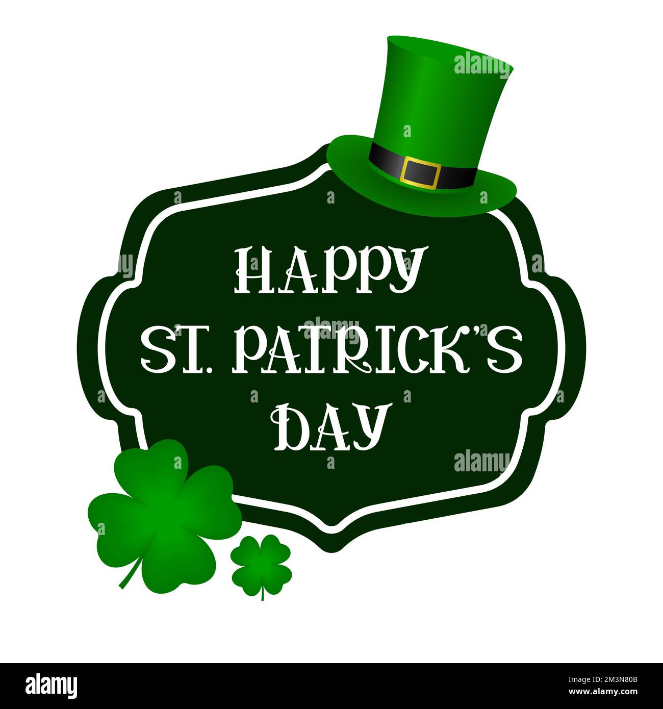 HAPPY ST PATRICK avec trèfle à quatre feuilles et chapeau de léopard. Illustration vectorielle. Illustration de Vecteur