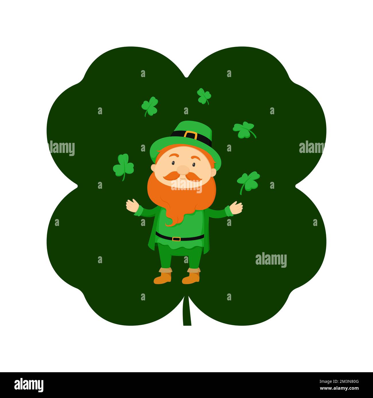Leprechaun et shamrock. St. Symbole de la fête de Patrick. Illustration vectorielle. Illustration de Vecteur