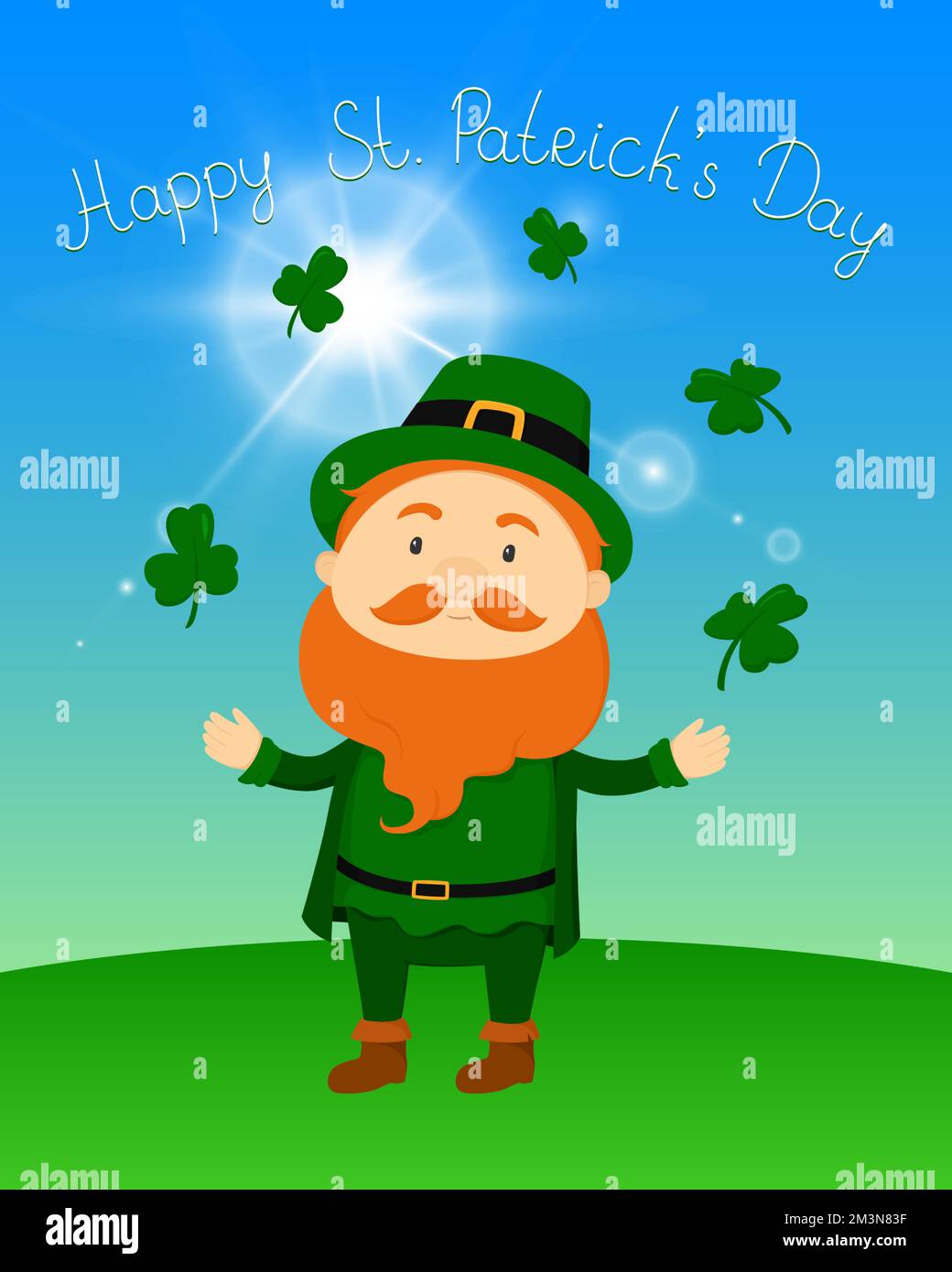 St. Affiche de la fête de Patrick. Leprechaun et shamrock. Illustration vectorielle. Illustration de Vecteur
