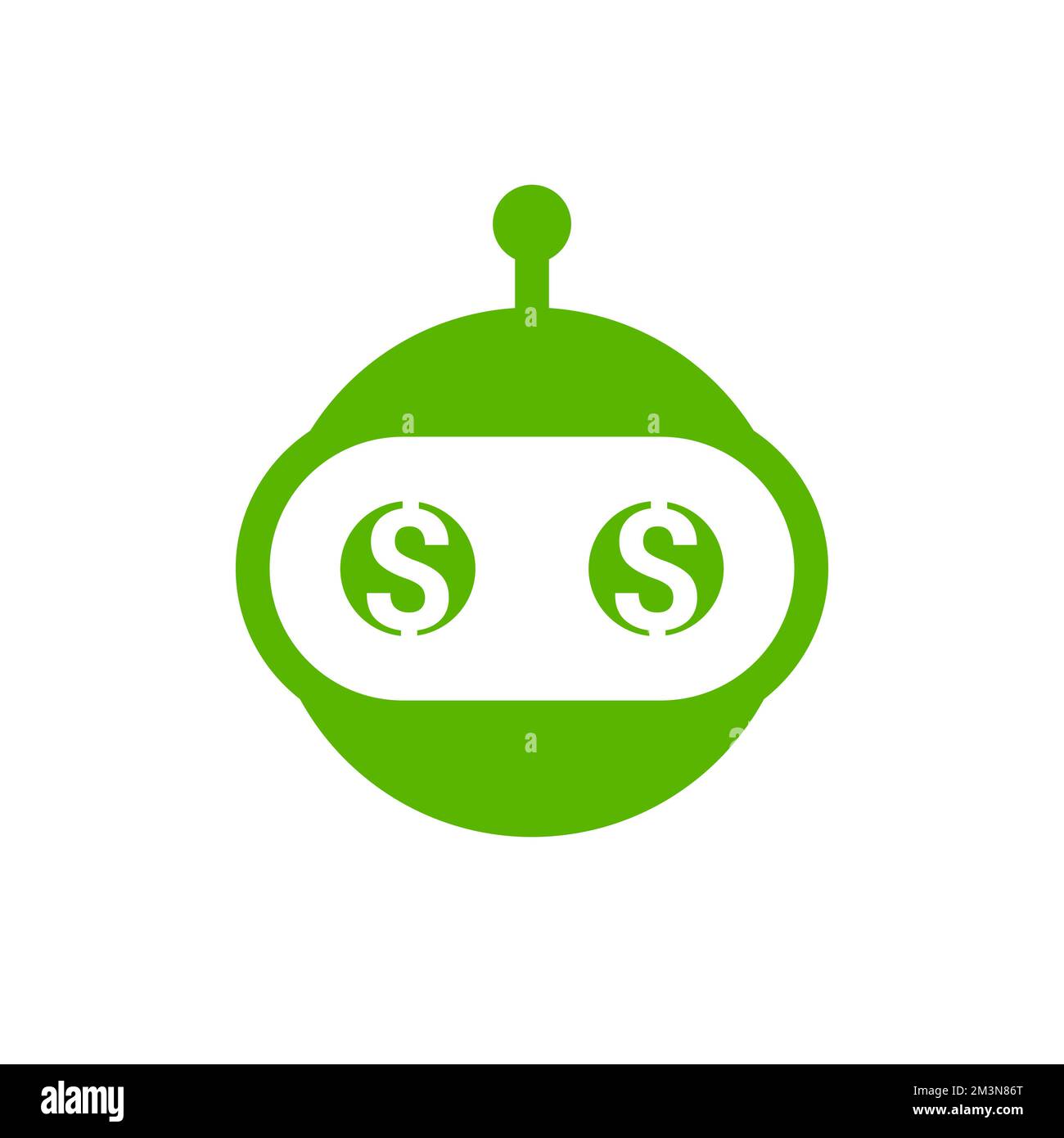 Icône robot Money. Motif de l'enseigne du robot commerçant. Icône bot de change. Chatbot avec de l'argent dans les yeux. Bot de service de support en ligne. Illustration vectorielle Illustration de Vecteur