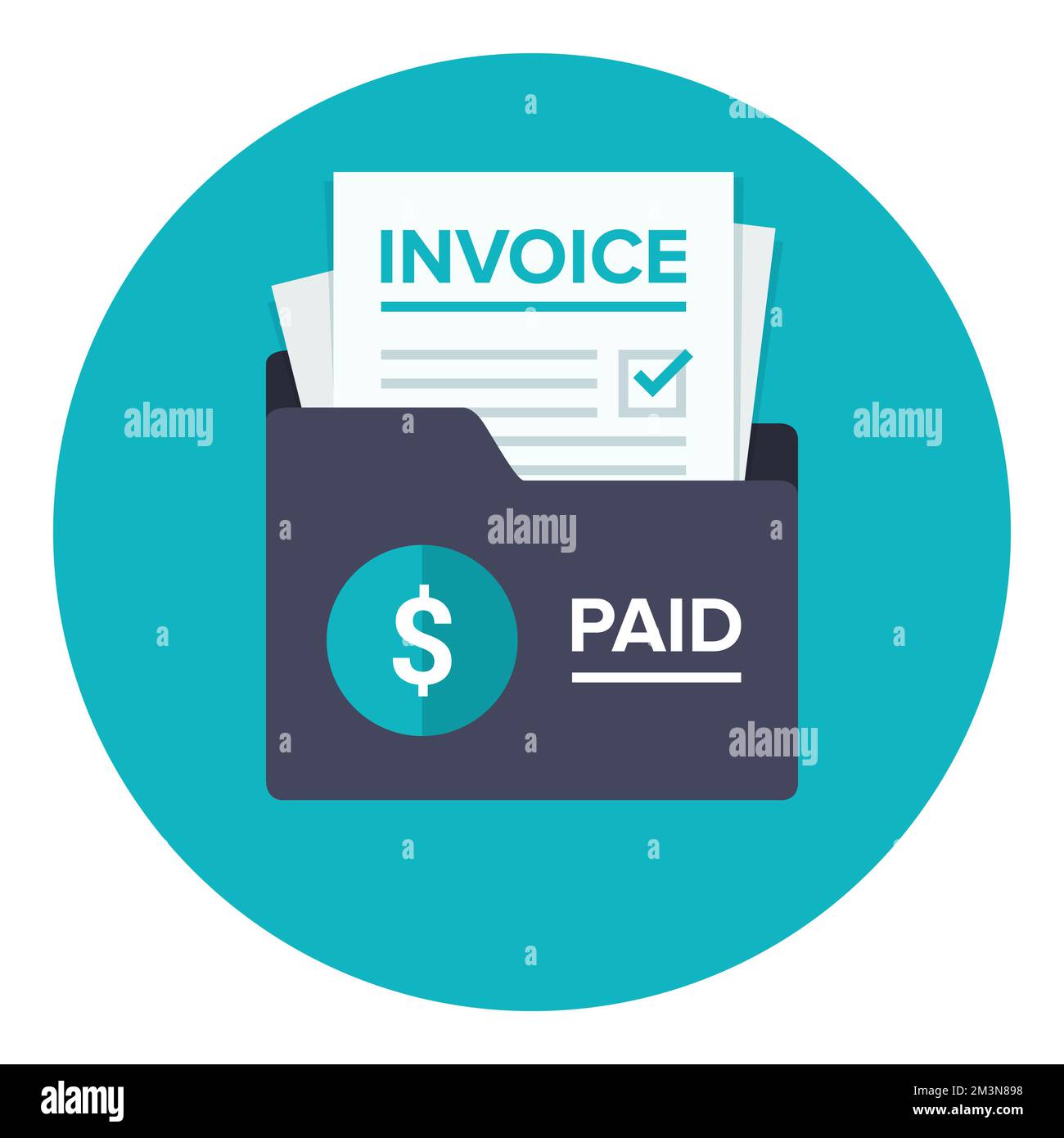 Icône de facture fixe. Paiement et facture. Concept de symbole de commande. Motif d'affichage fiscal. Document de facture papier dans le dossier. Illustration vectorielle Illustration de Vecteur