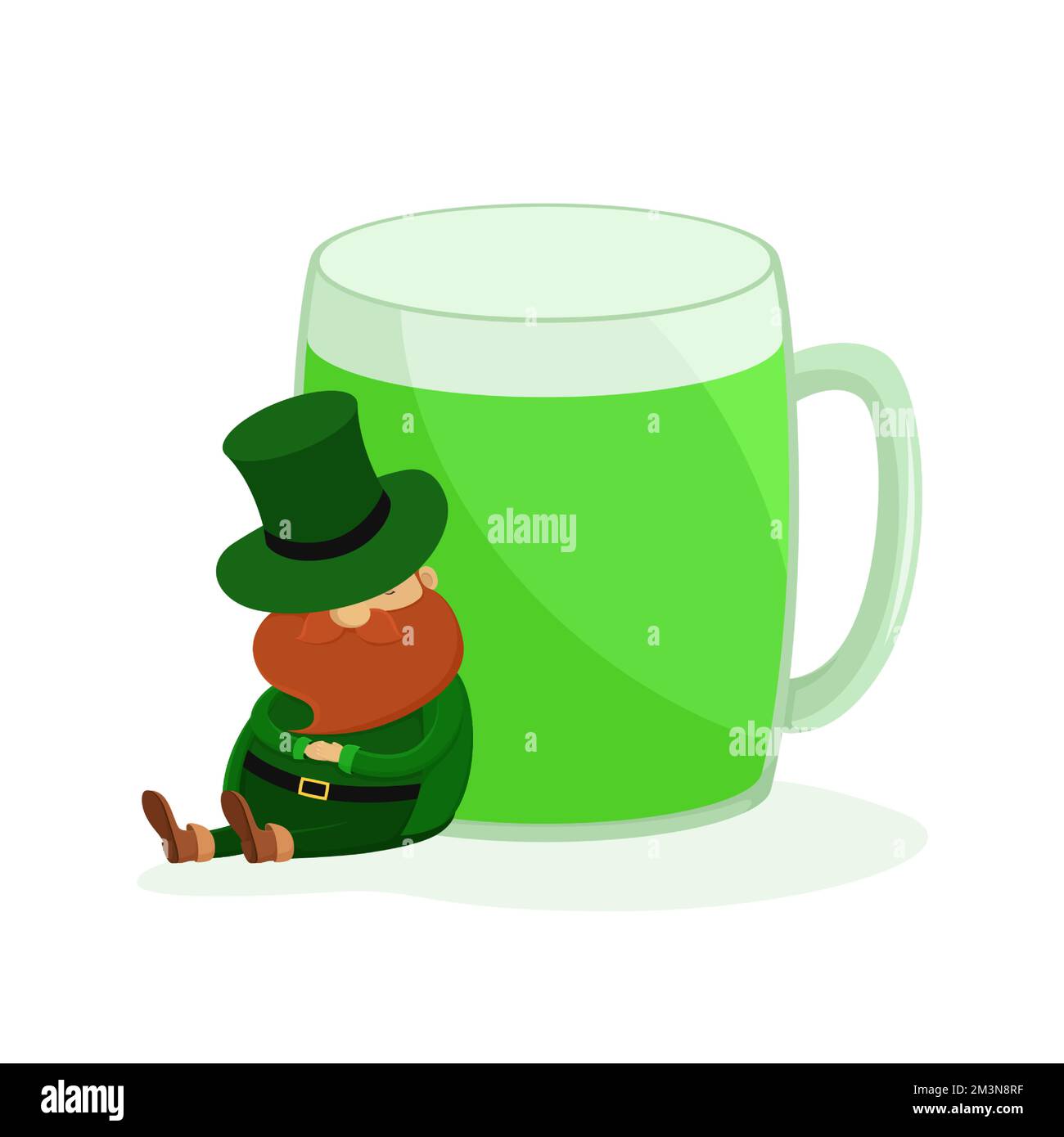 Leprechun et une tasse de bière verte. Illustration vectorielle. Illustration de Vecteur