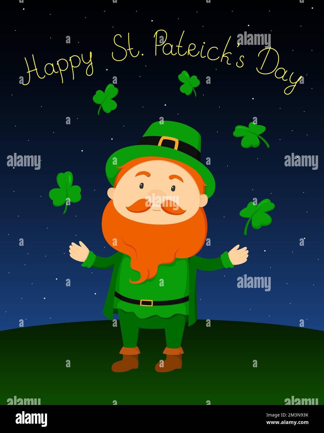 St. Carte de la fête de Patrick. Leprechaun et trèfle. Illustration vectorielle. Illustration de Vecteur