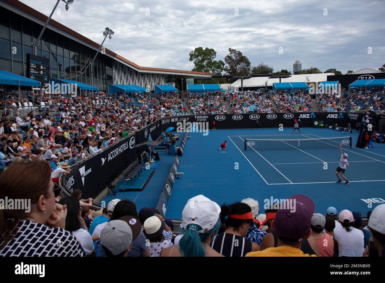 Johanna Konta jouant au Melbourne Grand Chelem tennis Tournament en janvier 2019. Cour 1573 Banque D'Images