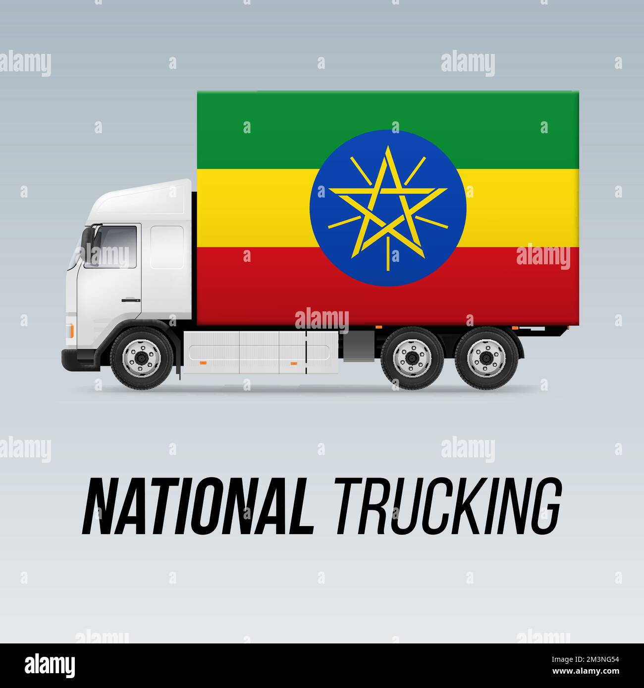 Symbole de camion de livraison nationale avec drapeau d'Ethiopie. Icône du camionnage national et drapeau éthiopien Illustration de Vecteur