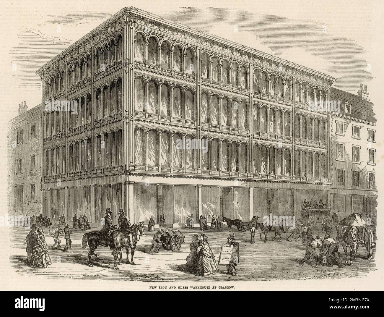 Le nouvel entrepôt de fer et de verre érigé à Jamaica Street, Glasgow. Date: 1856 Banque D'Images