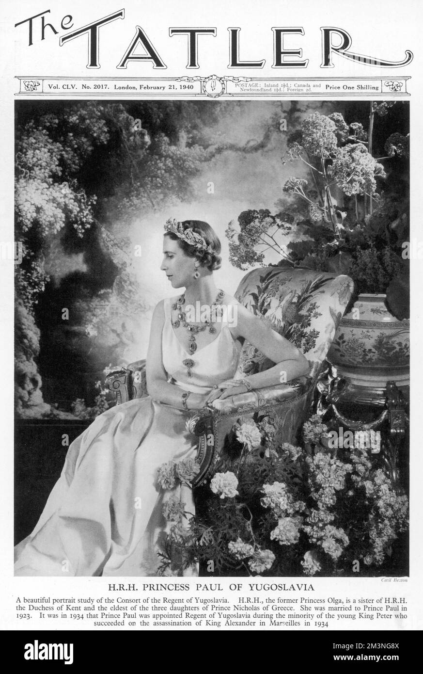 Une belle étude de portrait de la Consort du Régent de Yougoslavie. H.R