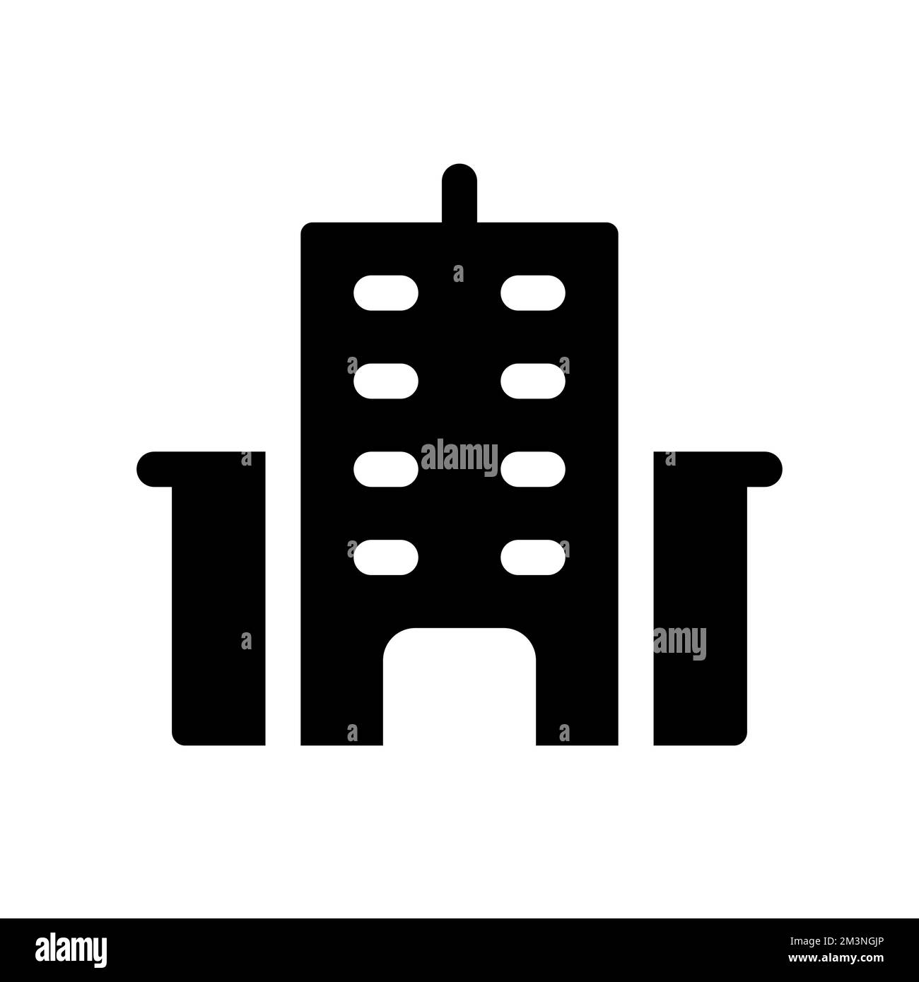 Emplacement du bâtiment de bureau icône noire de l'interface utilisateur de glyphe Illustration de Vecteur