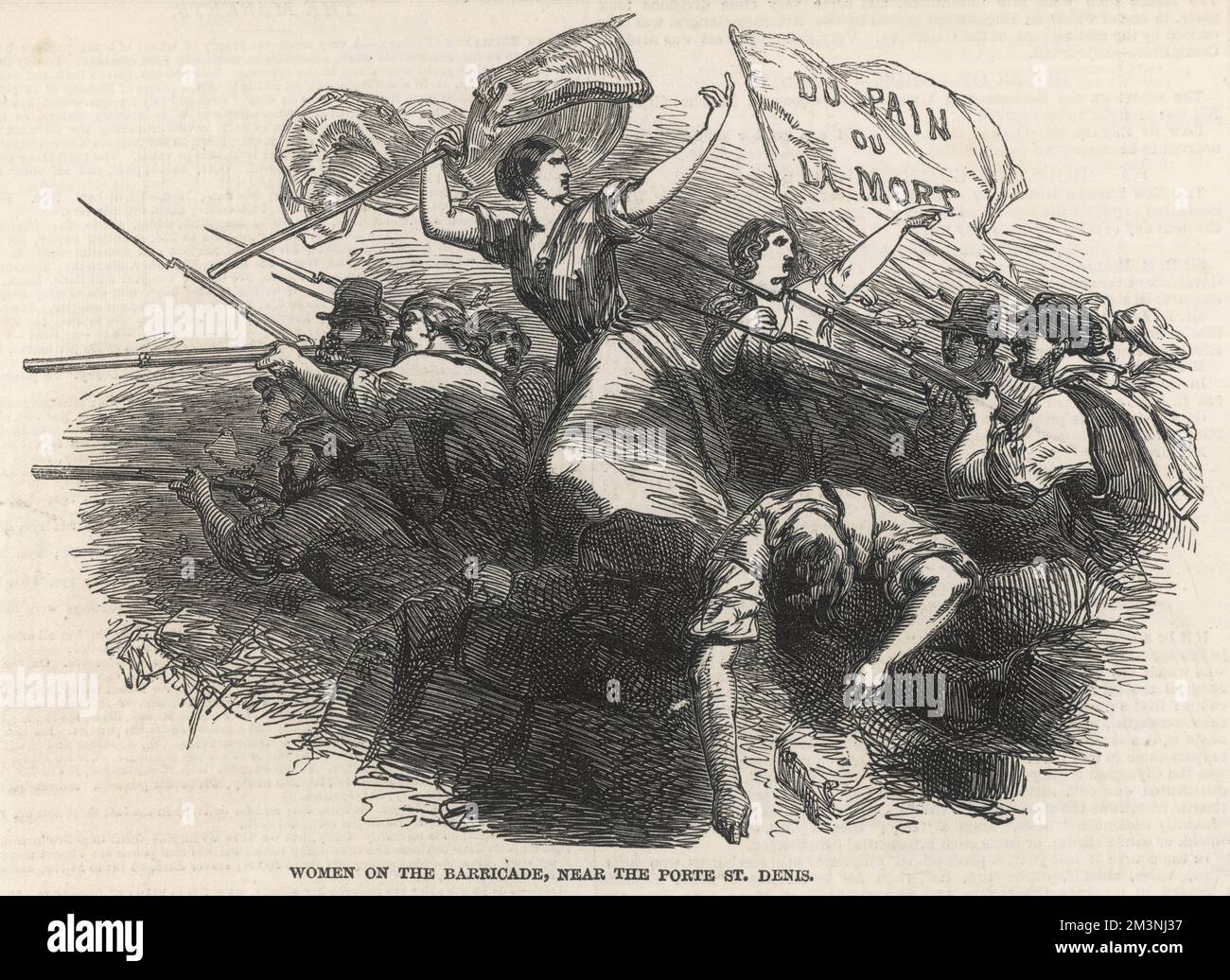 Femmes sur la barricade, Paris 1848 Banque D'Images