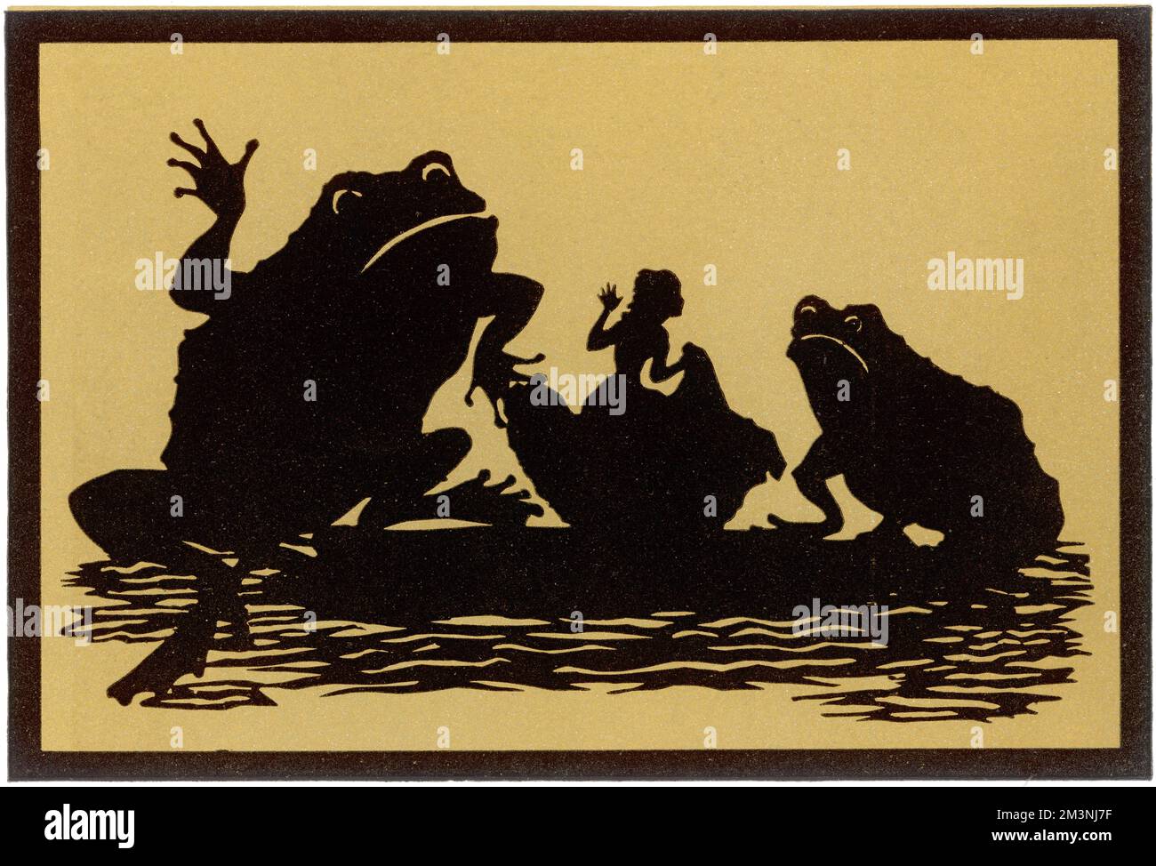 Un vieux crapaud dit à Thumbelina qu'elle doit épouser son fils laid. Illustration d'un conte de fées par Hans Christian Andersen, première publication en 1835. Date: 1959 Banque D'Images