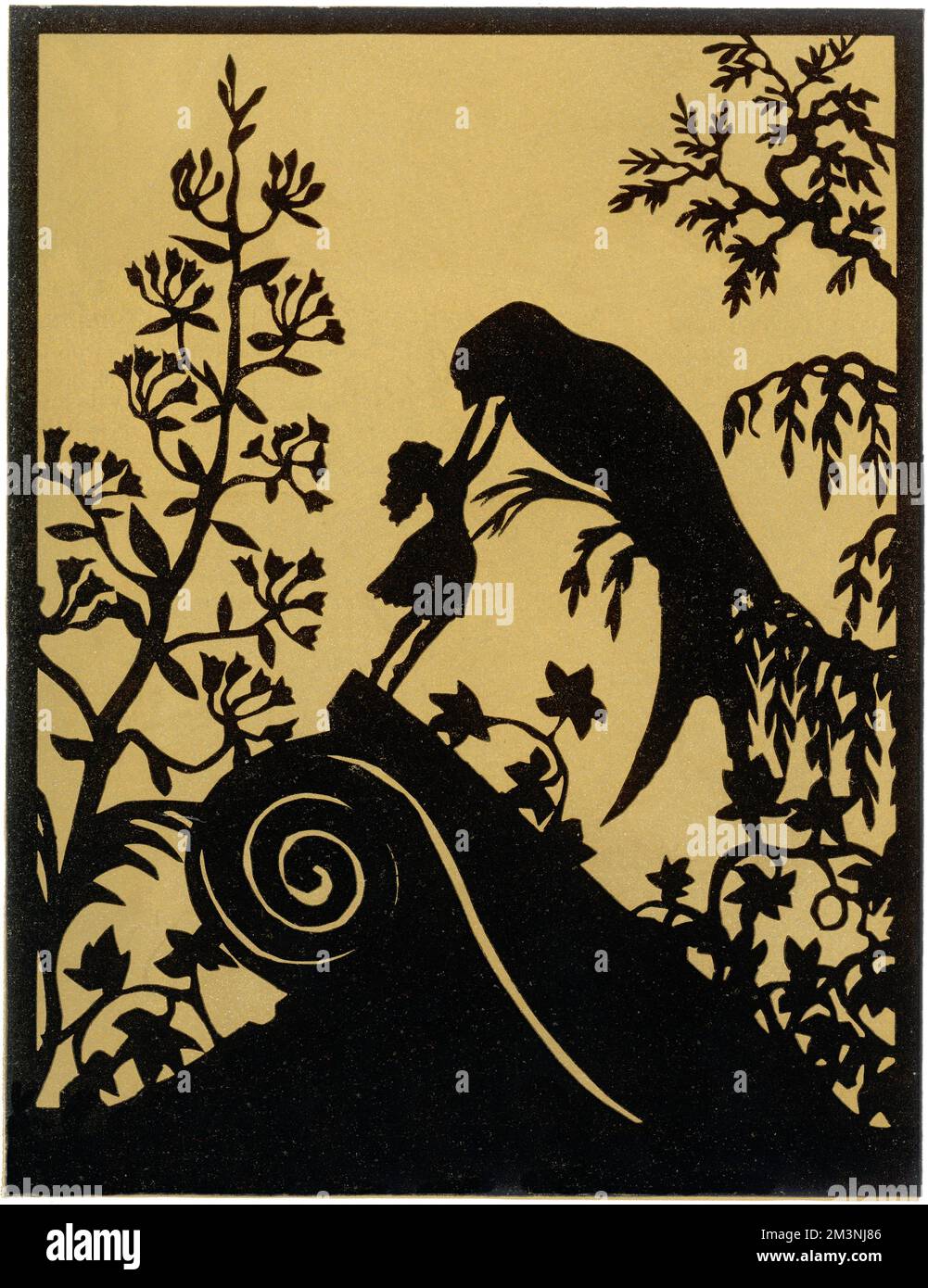 Thumbelina embrasse l'hirondelle au revoir Banque D'Images