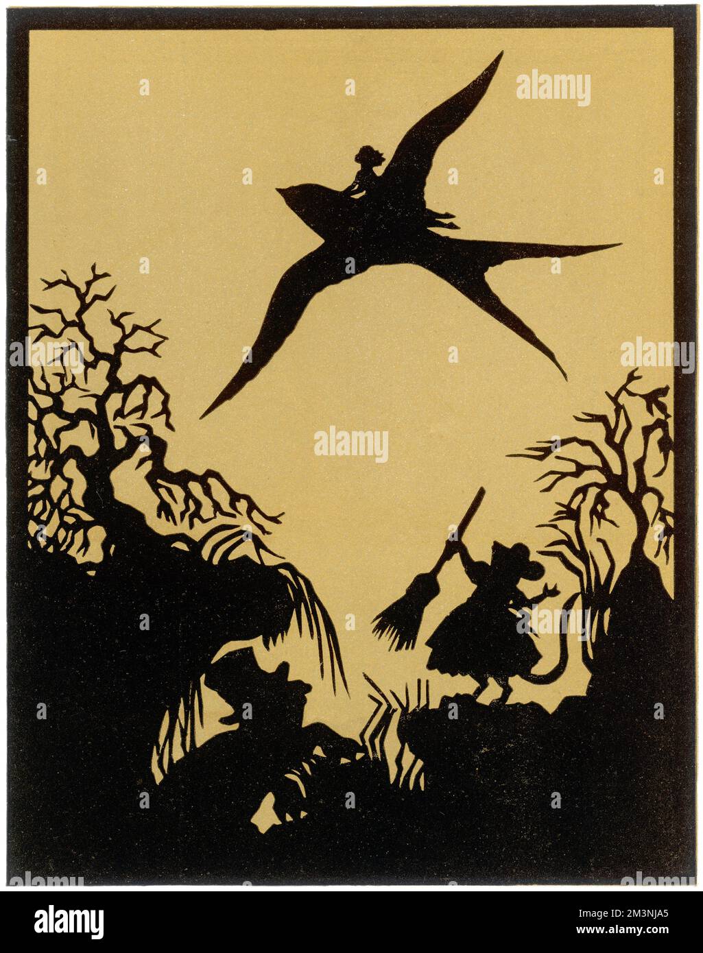 Thumbelina s'envole sur le dos de l'hirondelle Banque D'Images