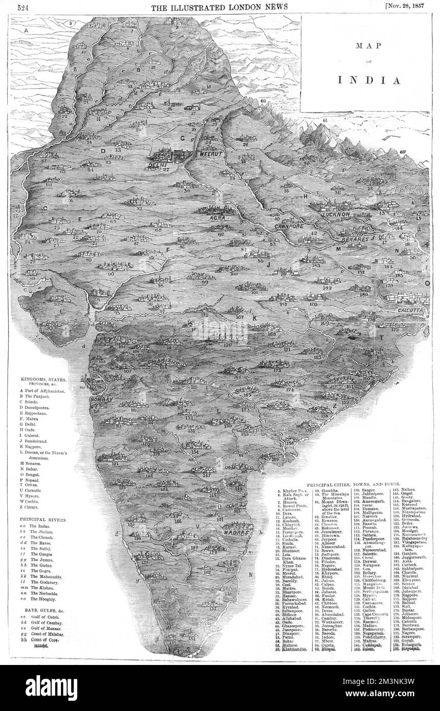 Carte de l’Inde Banque D'Images