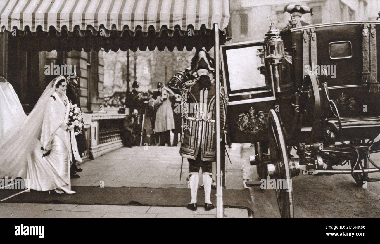 Mariage royal 1935 - mariée en route pour Buckingham Palace Banque D'Images