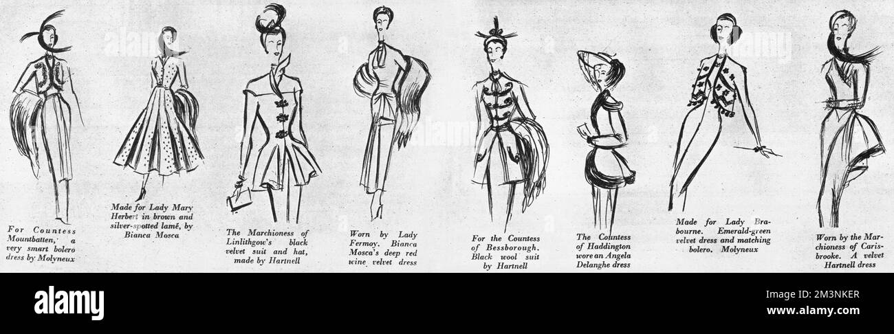 Royal Wedding 1947 - des modes exceptionnelles Banque D'Images