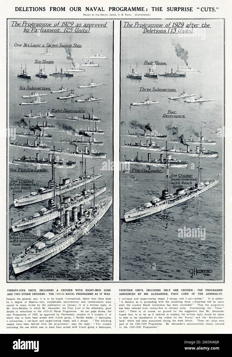 Coupures du programme naval 1930 Banque D'Images