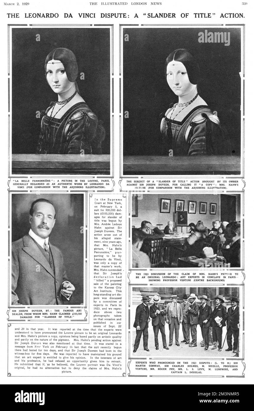 Le différend Léonard de Vinci - Joseph Duveen Banque D'Images