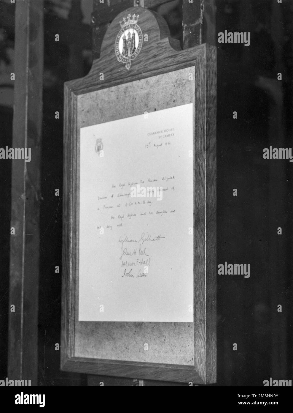 Avis de naissance de la princesse Anne Banque D'Images