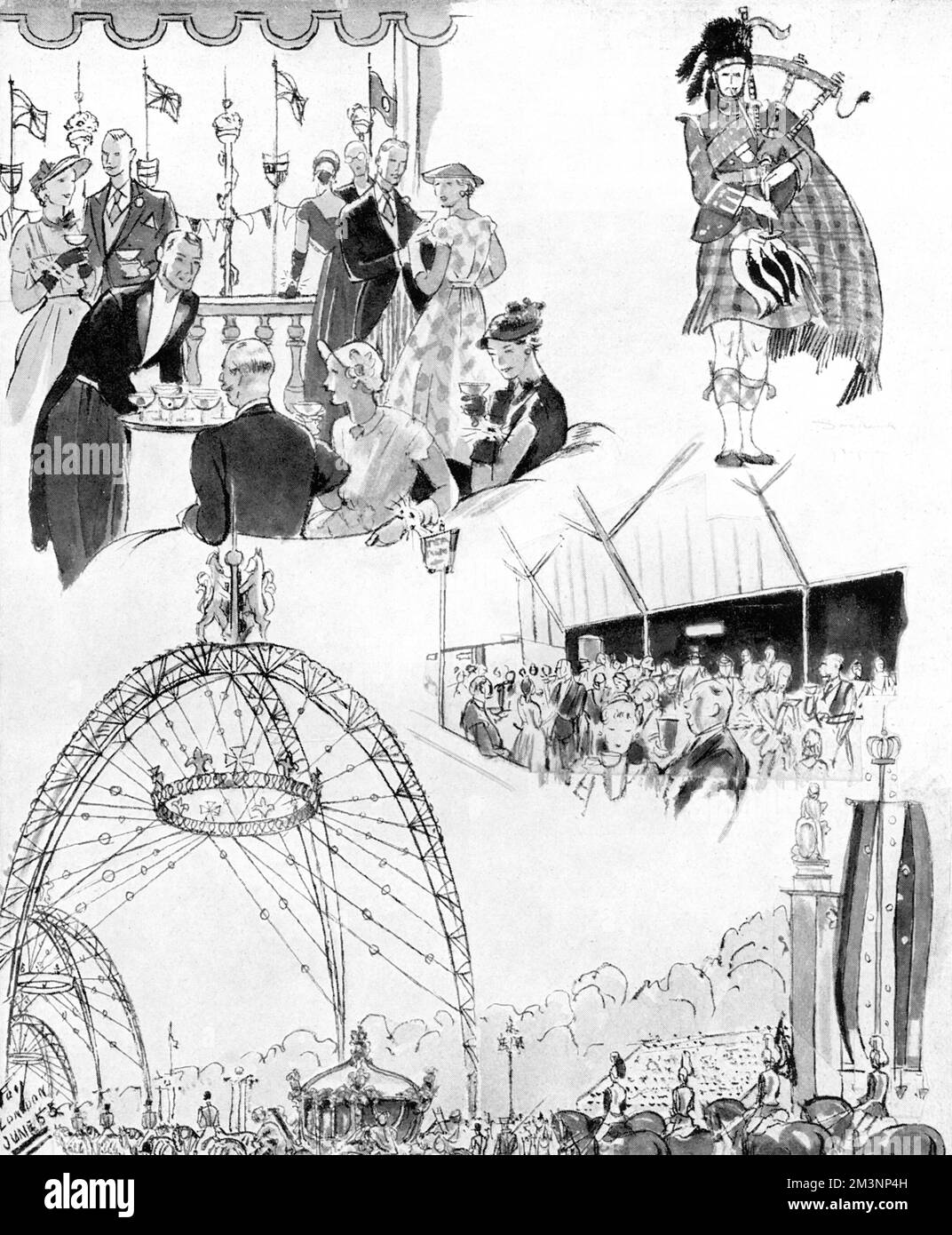 Atmosphère du jour du couronnement, 1953 Banque D'Images