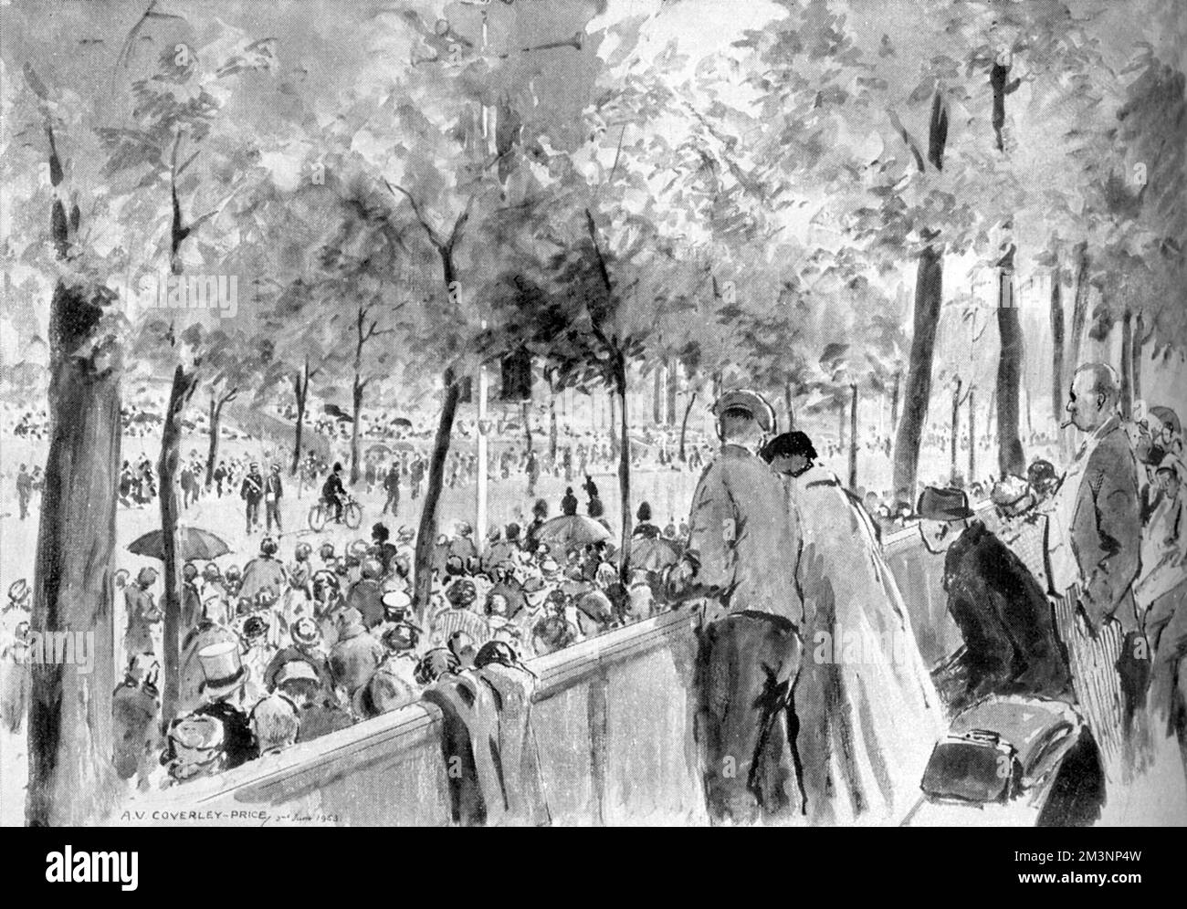 Foule dans le centre commercial, jour du couronnement, 1953 Banque D'Images