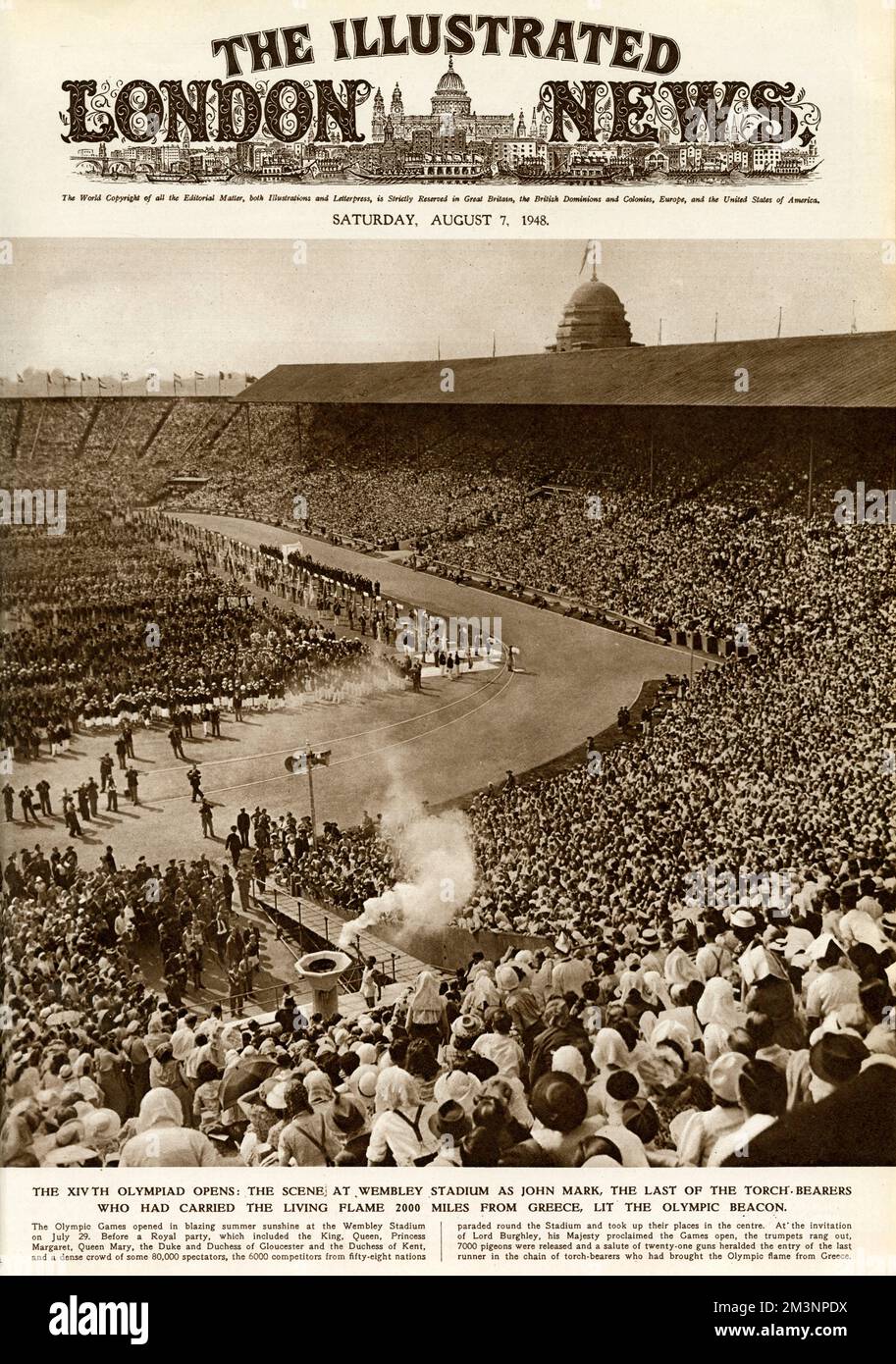 Les Jeux Olympiques s'ouvrent, le dernier des porteurs de touche allume la balise Banque D'Images