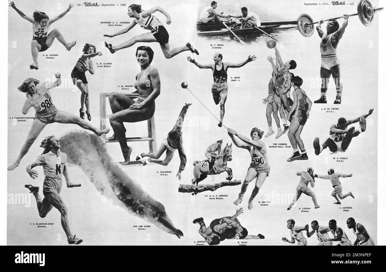 Une sélection d'images athlétiques saisissantes capturées aux Jeux Olympiques de Londres en 1948. 1948 Banque D'Images