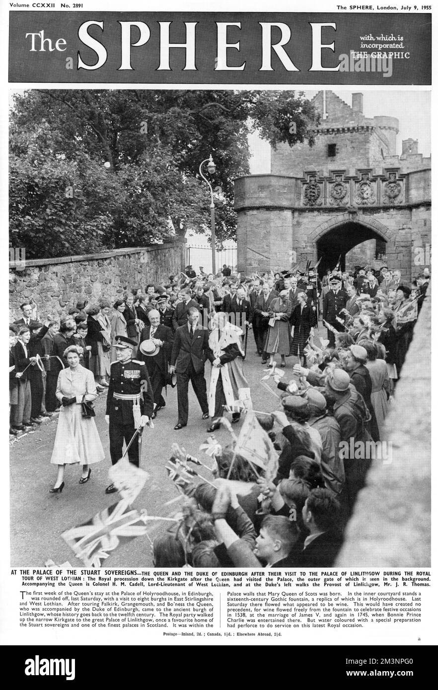La reine et le duc d'Édimbourg à Lithlingow, West Lothian Banque D'Images