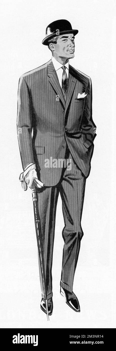 Homme en costume et chapeau melon, 1962 Banque D'Images