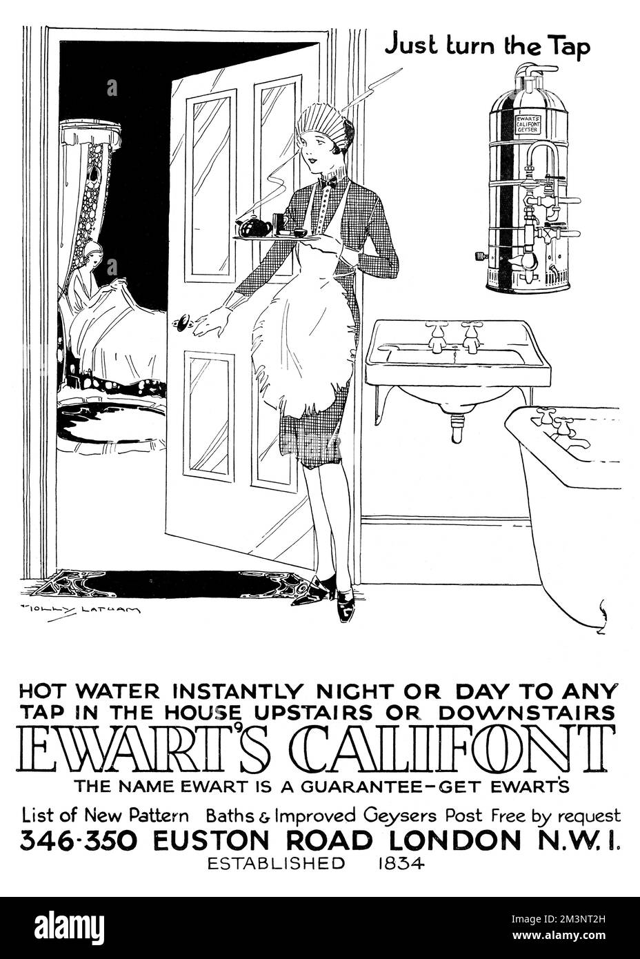 Publicité pour Ewart's Califront Hot Water 1927 Banque D'Images