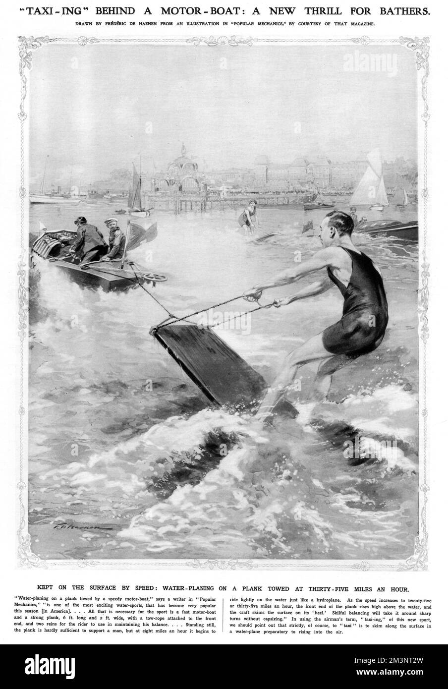 Un nouveau frisson pour les baigneurs : le sport aquatique en 1913 Banque D'Images