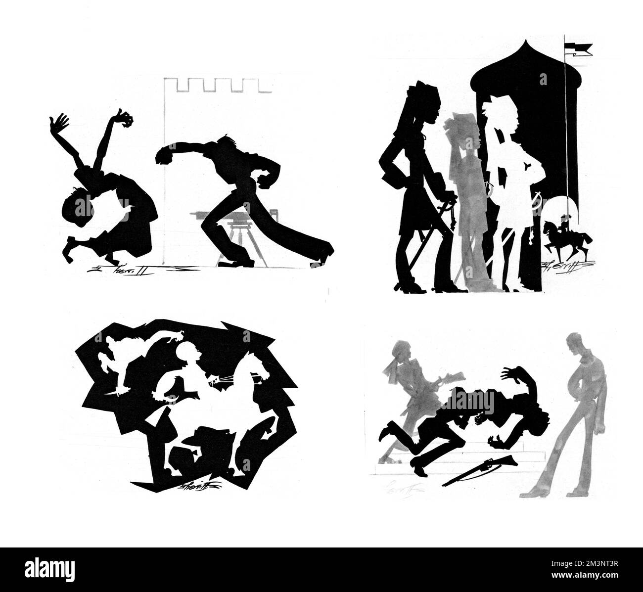 Silhouettes de scènes de « Lives of Bengal Lancers » Banque D'Images