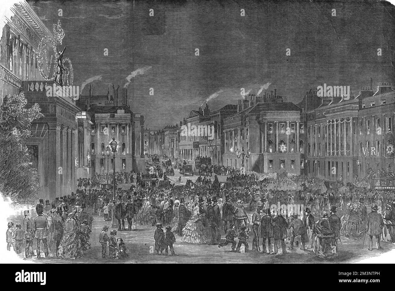 Illuminations de la paix à Waterloo place, Londres Banque D'Images