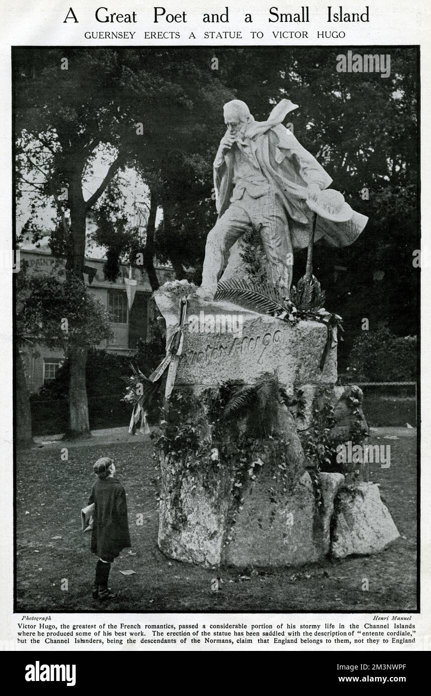 Statue de Victor Hugo, romancier français, Guernesey Banque D'Images