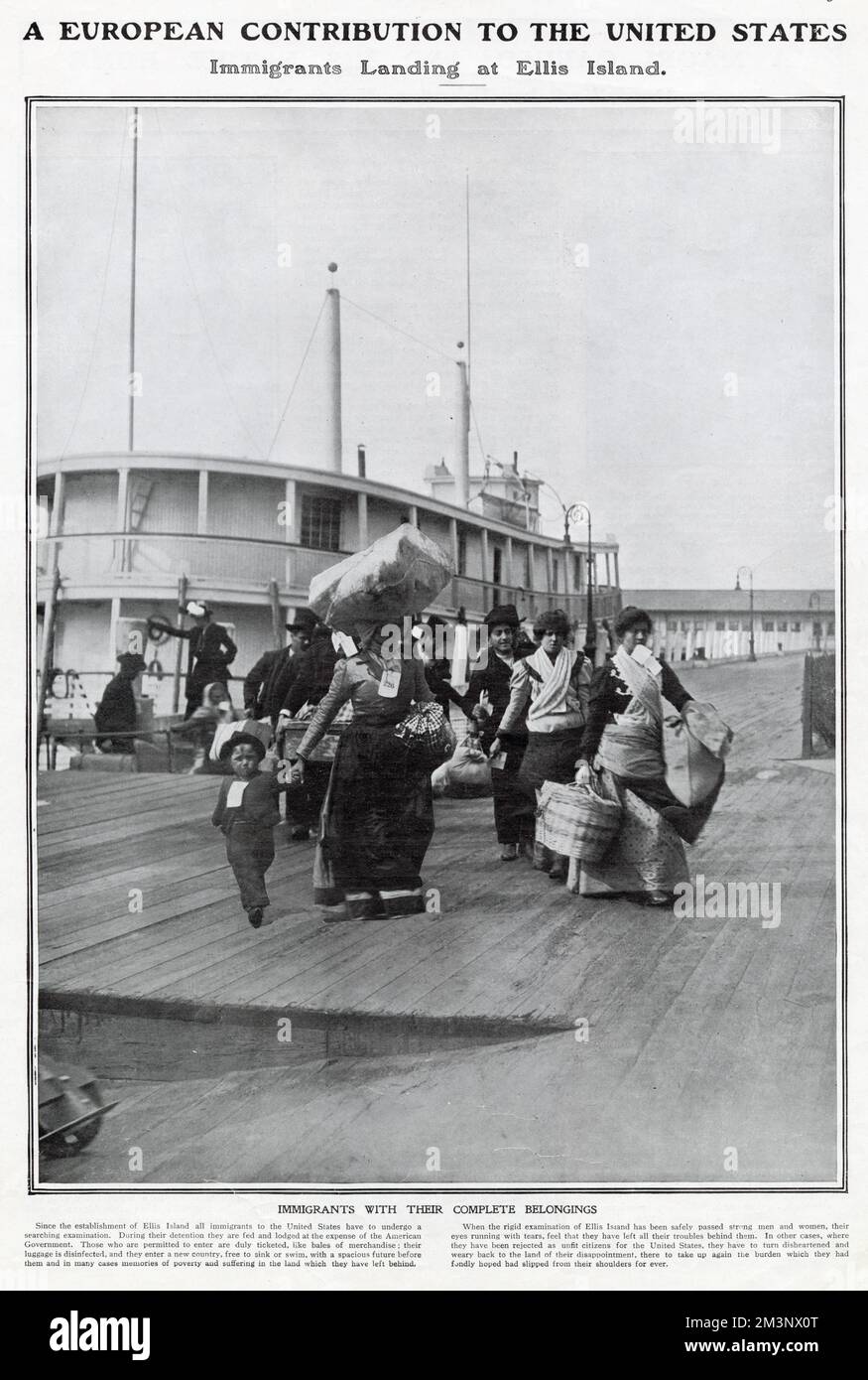 Immigrants débarquant à Ellis Island 1909 Banque D'Images