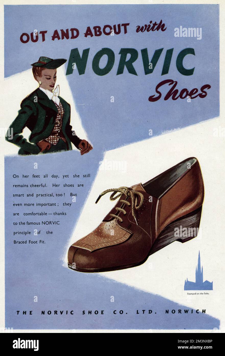 Annonce de chaussures Norvic pour femme 1943 Banque D'Images