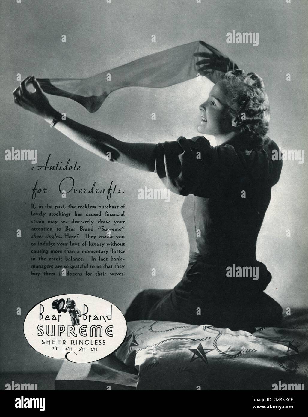 Annonce pour Stockings par Bear Brand 1938 Banque D'Images