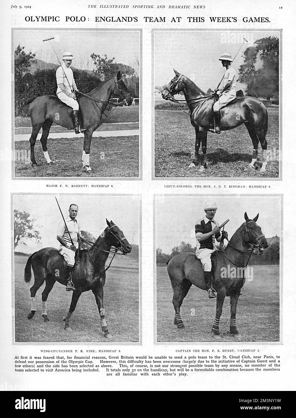 Équipe olympique de polo, 1924 Banque D'Images