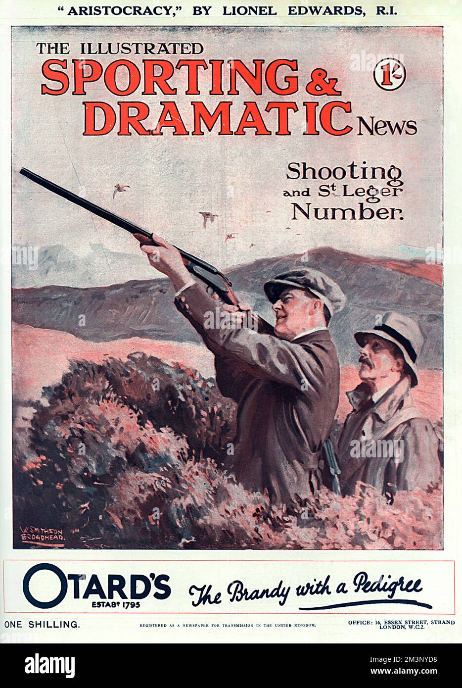 Couverture du tournage illustré d'actualités sportives et dramatiques et du numéro St Leger, montrant deux hommes qui profitent d'une prise de vue de tétras sur les landes. Date: 1928 Banque D'Images